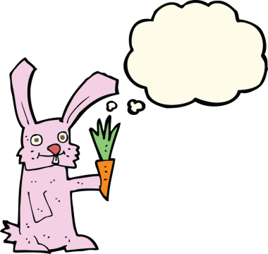 Bir insan tarafından çizilmiş havuçlu çizgi film tavşanı.