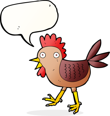 Bir insan tarafından çizilmiş komik çizgi film tavuğu.