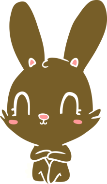 Bir insan tarafından çizilmiş düz renk çizgi film tavşanı.