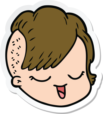 Bir insan tarafından çizilmiş karikatür kadın yüzü çıkartması.