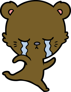 Bir insan tarafından çizilmiş ağlayan çizgi film ayısı.