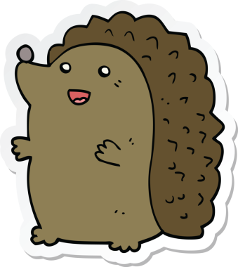 Bir insan tarafından çizilmiş mutlu kirpi çıkartması.