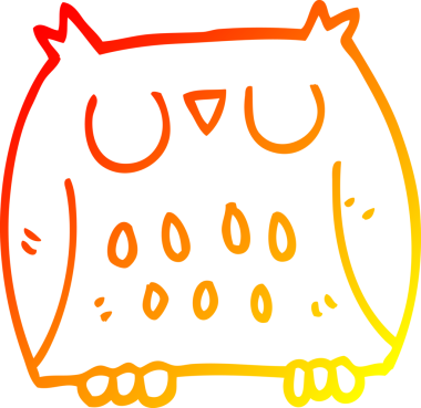 Bir insan tarafından çizilmiş sevimli bir baykuş çizgi çizimi.