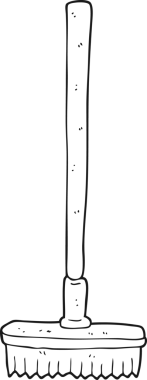 Bir insan tarafından çizilmiş siyah beyaz süpürge.