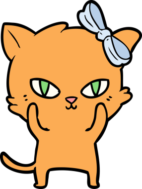 Bir insan tarafından çizilmiş sevimli çizgi film kedisi.