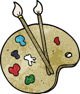 bir insan tarafından çizilmiş karalama sanatçısı paleti