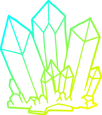 Bir insan tarafından çizilmiş karikatür kristallerinin soğuk gradyan çizgileri.