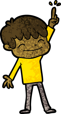 Bir insan tarafından çizilmiş mutlu çocuk çizgi filmi.