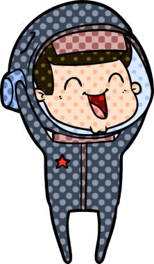 Bir insan tarafından çizilmiş mutlu astronot çizgi filmi.