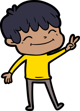 Bir insan tarafından çizilmiş mutlu çocuk çizgi filmi.