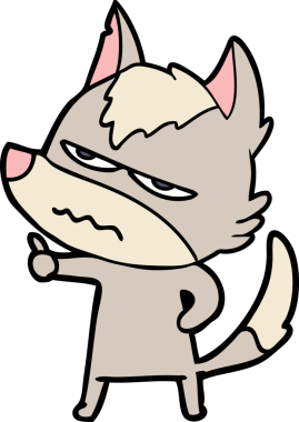 Bir insan tarafından çizilmiş rahatsız kurt çizgi filmi.