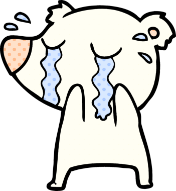 Bir insan tarafından çizilmiş ağlayan kutup ayısı çizgi filmi