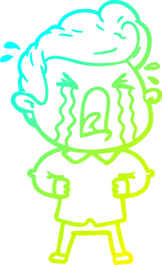 Bir insan tarafından çizilmiş ağlayan bir karikatür çizimi.