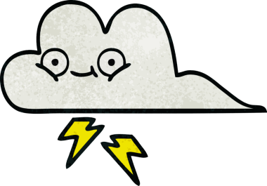 Bir insan tarafından çizilmiş bir gök gürültüsü bulutunun retro grunge desen çizimi