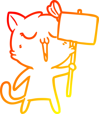 Bir insan tarafından çizilmiş çizgi film kedisinin sıcak çizgi çizimi