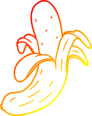 Bir insan tarafından çizilmiş bir muzun sıcak çizgi çizimi