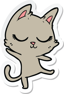 Bir insan tarafından çizilmiş sakin bir çizgi film kedisinin çıkartması.