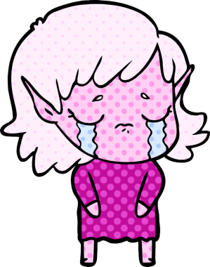 Bir insan tarafından çizilmiş ağlayan elf kızı.