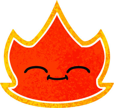 Bir insanın çizdiği ateşin retro illüstrasyon tarzı karikatürü