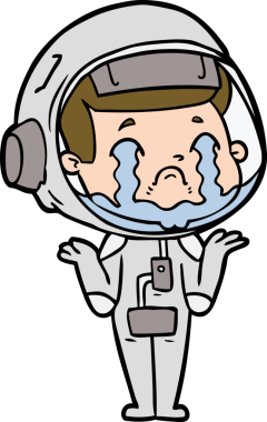 Bir insan tarafından çizilmiş ağlayan astronot çizgi filmi.