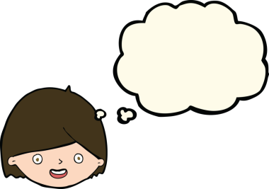 Bir insan tarafından çizilmiş düşünce baloncuklu mutlu bir yüz.