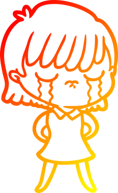 Bir insan tarafından çizilmiş, ağlayan bir çizgi kadın çizimi.