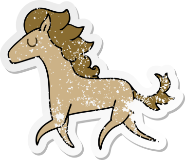 Bir insan tarafından çizilmiş garip bir el çizilmiş koşucu atın sıkıntılı çıkartması.