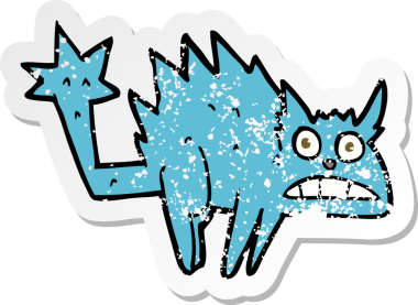 Bir insan tarafından çizilmiş korkmuş bir kedinin gerilimli çıkartması.