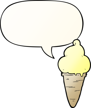 bir insan tarafından çizilmiş, konuşma baloncuklu çizgi film dondurması.