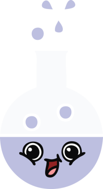 Bir insan tarafından çizilmiş bir test tüpünün düz renk retro karikatürü