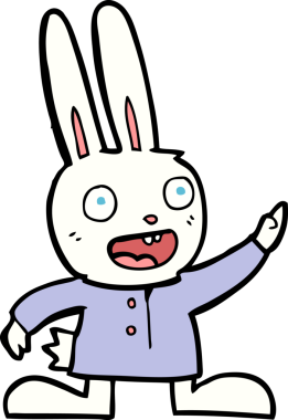 Bir insan tarafından çizilmiş çizgi film tavşanı