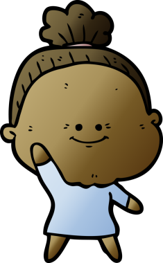 Bir insan tarafından çizilmiş mutlu yaşlı kadın çizgi filmi.