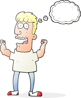 Serbest çizim düşünce balonu karikatürü bir insan tarafından çizilen adamı strese sokuyor