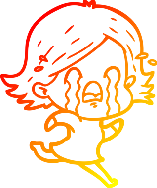 Bir insan tarafından çizilmiş, ağlayan bir çizgi kadın çizimi.