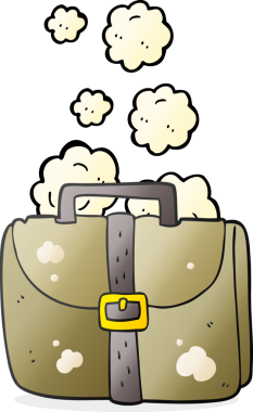 Bir insan tarafından çizilmiş eski bir çalışma çantası.