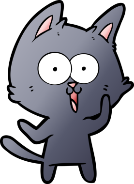 Bir insan tarafından çizilmiş komik çizgi film kedisi.