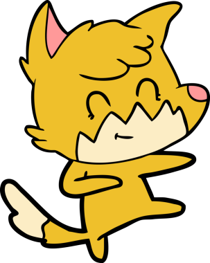 Bir insan tarafından çizilmiş çizgi film dostu tilki.