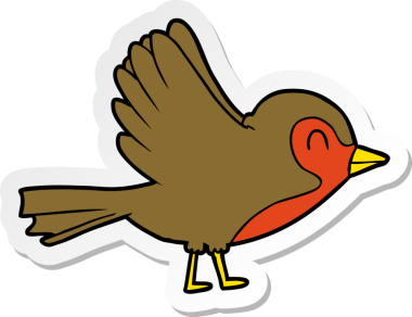 Robin 'in bir insan tarafından çizilmiş karikatür çıkartması.