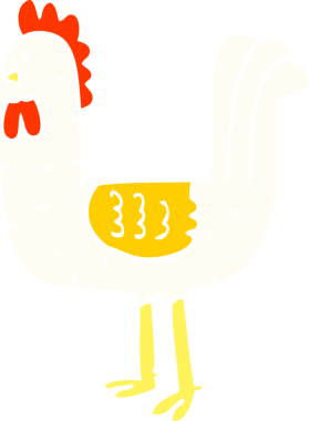 Bir insan tarafından çizilmiş düz renk çizim horozu.