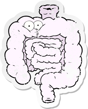 İnsan tarafından çizilmiş bağırsakları şaşırtan karikatür çıkartması.