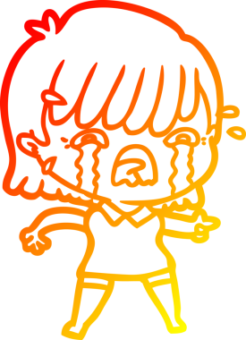 Bir insan tarafından çizilmiş ağlayan çizgi film kızı çizimi.