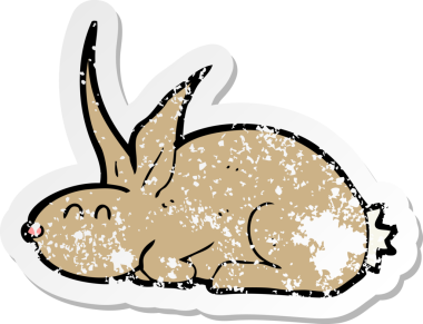 Bir insan tarafından çizilmiş karikatür tavşanın gerilmiş yapıştırması.