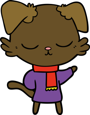 Bir insan tarafından çizilmiş şirin bir çizgi film köpeği.