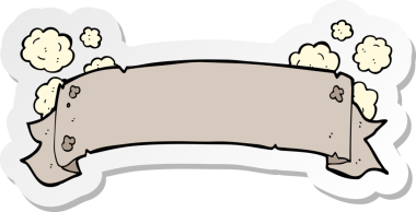 Bir insan tarafından çizilmiş bir karikatür parşömen etiketi.