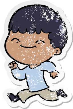 Bir insan tarafından çizilmiş mutlu bir çocuğun sıkıntılı çıkartması.