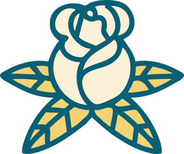 Bir insan tarafından çizilmiş tek bir gülün ikonik dövme şekli