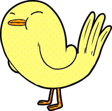 Bir insan tarafından çizilmiş çizgi film kuşu.