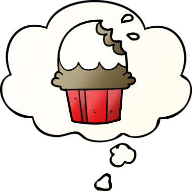 Düşünce baloncuklu çizgi film keki bir insan tarafından çizilmiş.