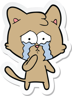 Bir insan tarafından çizilmiş çizgi film kedisinin çıkartması.