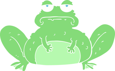 Bir insan tarafından çizilmiş kurbağanın düz renk çizimi